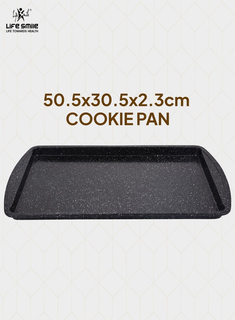 Life Smile Non-Stick Carbon Steel Cookie Pan with Granite Coating – Oven Safe Baking Tray - Image 2